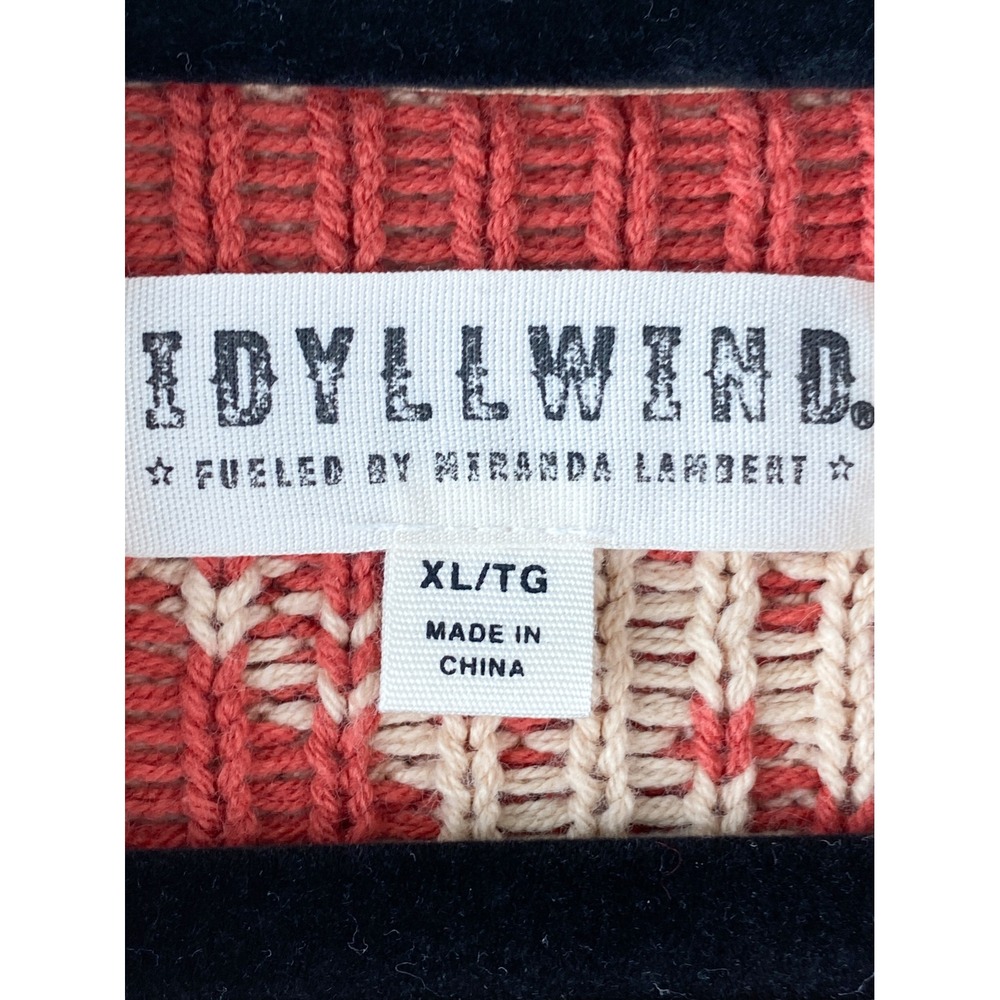 Idyllwind Womens Cardigan XL Tan Red Western Bronco Fringe Cowgirl Belted Boho - Picture 9 of 11